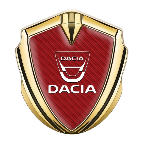 Dacia Bodyside Domed Emblem Gold Red Carbon Classic White Logo
