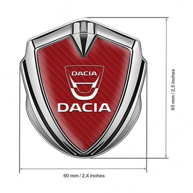 Dacia Bodyside Domed Emblem Silver Red Carbon Classic White Logo