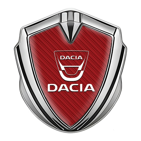 Dacia Bodyside Domed Emblem Silver Red Carbon Classic White Logo