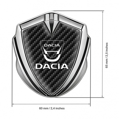 Dacia Emblem Metal Badge Silver Black Carbon Classic White Logo