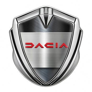 Dacia 3d Emblem Badge Silver Polished Panel Crimson Logo Design