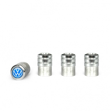 VW Valve Caps Aluminium 4 pcs Blue White Logo