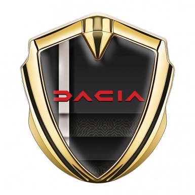 Dacia Bodyside Emblem Self Adhesive Gold White Stripe Crimson Logo