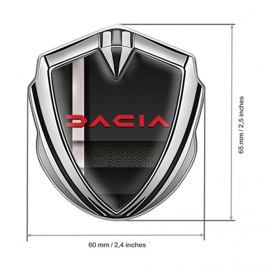 Dacia Bodyside Emblem Self Adhesive Silver White Stripe Crimson Logo