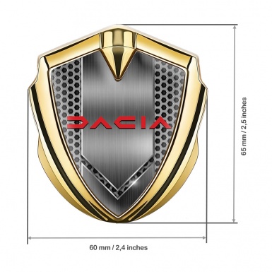 Dacia Emblem Silicon Badge Gold Honeycomb Frame Crimson Logo
