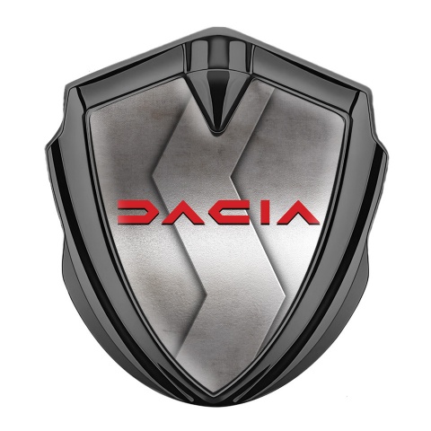 Dacia Metal Domed Emblem Graphite Cut Steel Crimson Logo Edition