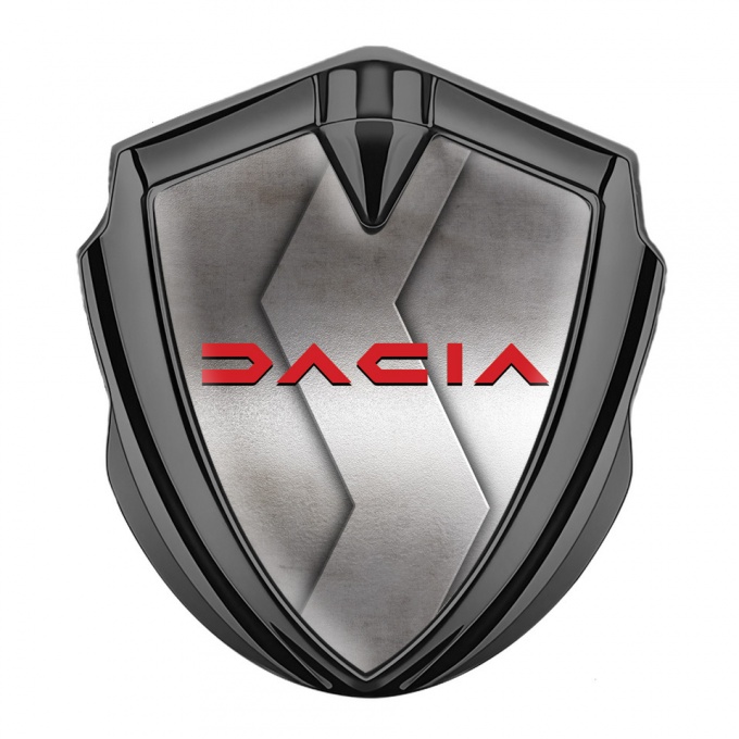 Dacia Metal Domed Emblem Graphite Cut Steel Crimson Logo Edition
