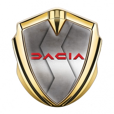 Dacia Metal Domed Emblem Gold Cut Steel Crimson Logo Edition