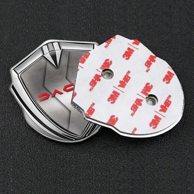 Dacia Metal Domed Emblem Silver Cut Steel Crimson Logo Edition