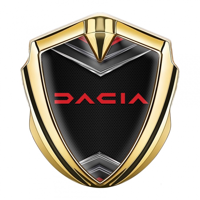 Dacia Badge Self Adhesive Gold Dark Fishnet Crimson Logo Design
