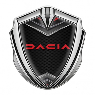 Dacia Badge Self Adhesive Silver Dark Fishnet Crimson Logo Design