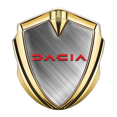Dacia Emblem Fender Badge Gold Brushed Steel Crimson Logo Edition