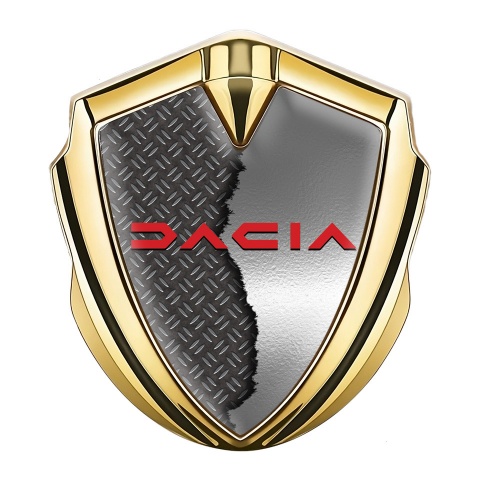 Dacia Metal Emblem Self Adhesive Gold Torn Steel Crimson Logo Edition