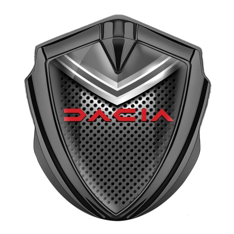 Dacia Emblem Trunk Badge Graphite Steel Grate Crimson Logo Design
