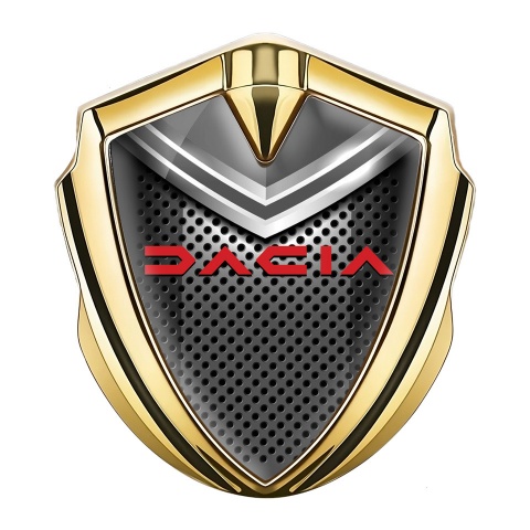 Dacia Emblem Trunk Badge Gold Steel Grate Crimson Logo Design