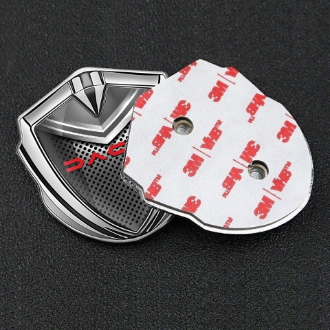 Dacia Emblem Trunk Badge Silver Steel Grate Crimson Logo Design