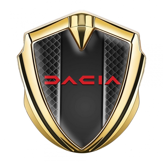 Dacia Emblem Self Adhesive Gold Black Squares Frame Crimson Logo
