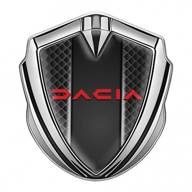 Dacia Emblem Self Adhesive Silver Black Squares Frame Crimson Logo