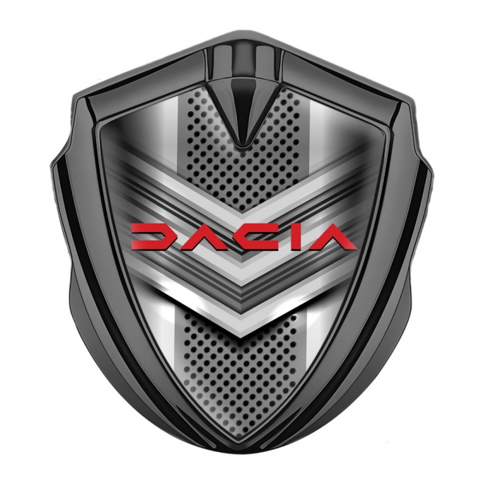 Dacia Metal Emblem Badge Graphite Modern Design Elements Crimson Logo