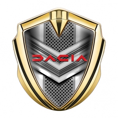 Dacia Metal Emblem Badge Gold Modern Design Elements Crimson Logo