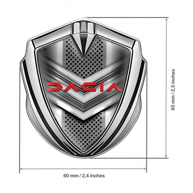 Dacia Metal Emblem Badge Silver Modern Design Elements Crimson Logo