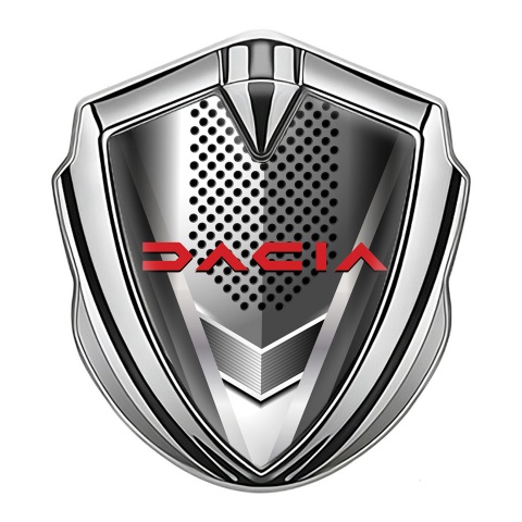 Dacia Domed Emblem Badge Силжер Perforated Base Crimson Logo Design