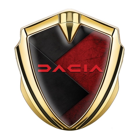 Dacia Emblem Ornament Gold Grazed Surface Crimson Logo Design
