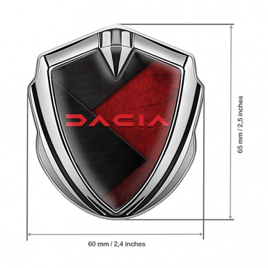 Dacia Emblem Ornament Silver Grazed Surface Crimson Logo Design