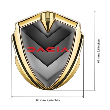 Dacia Emblem Metal Badge Gold Arrow Type Crimson Logo Variant