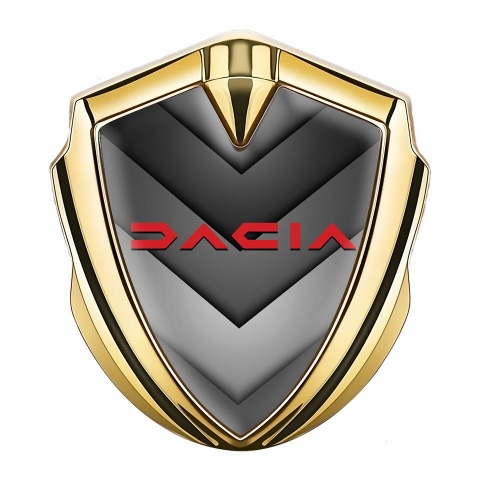 Dacia Emblem Metal Badge Gold Arrow Type Crimson Logo Variant