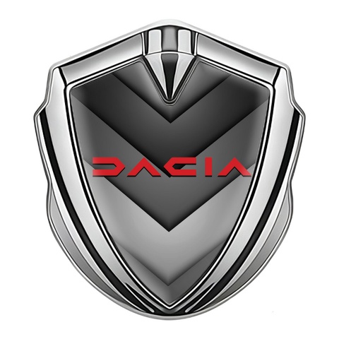 Dacia Emblem Metal Badge Silver Arrow Type Crimson Logo Variant