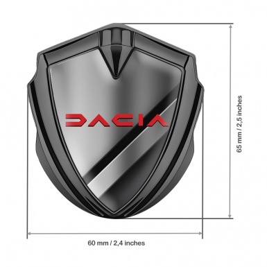 Dacia Emblem Badge Self Adhesive Graphite Polished Details Crimson Logo
