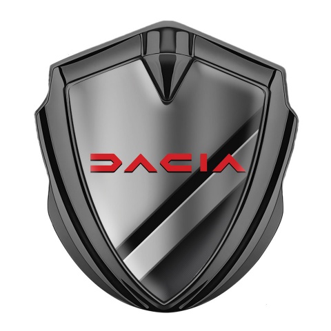 Dacia Emblem Badge Self Adhesive Graphite Polished Details Crimson Logo