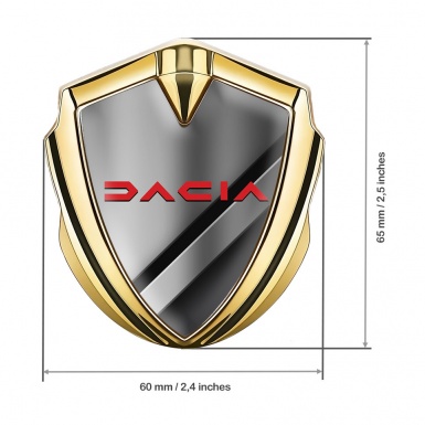 Dacia Emblem Badge Self Adhesive Gold Polished Details Crimson Logo
