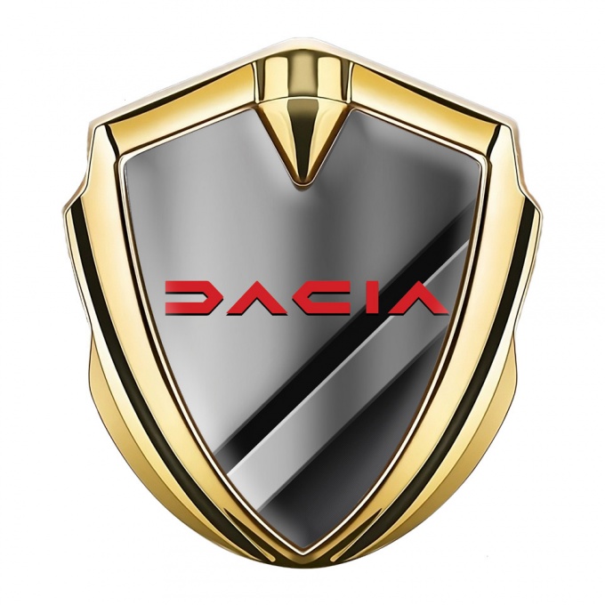 Dacia Emblem Badge Self Adhesive Gold Polished Details Crimson Logo