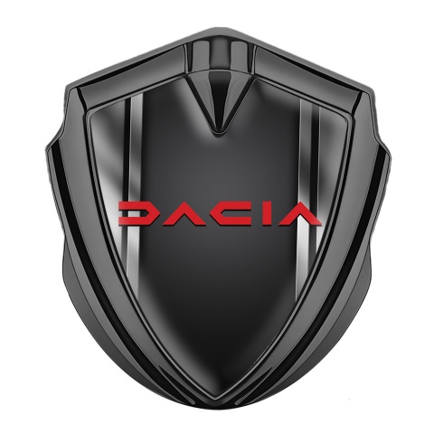 Dacia Silicon Emblem Badge Graphite Metallic Frame Crimson Logo Design