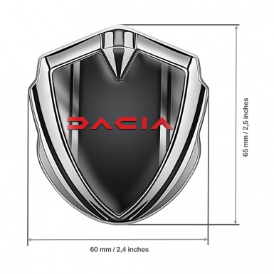 Dacia Silicon Emblem Badge Silver Metallic Frame Crimson Logo Design