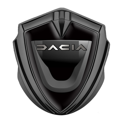 Dacia Metal Domed Emblem Graphite Black Base Matte Logo Design