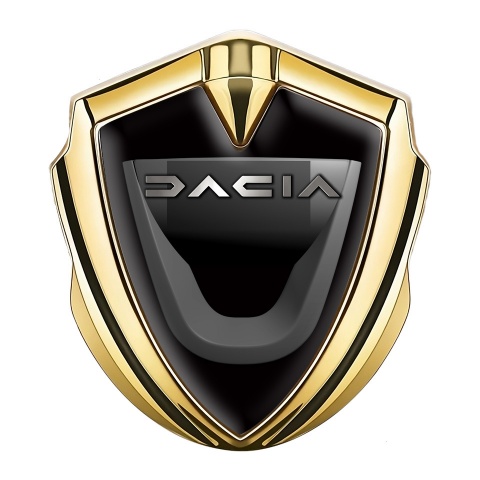 Dacia Metal Domed Emblem Gold Black Base Matte Logo Design