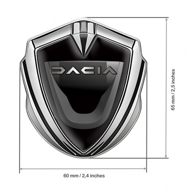 Dacia Metal Domed Emblem Silver Black Base Matte Logo Design
