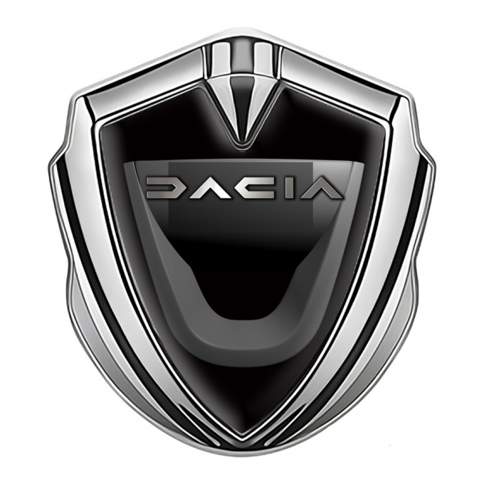 Dacia Metal Domed Emblem Silver Black Base Matte Logo Design