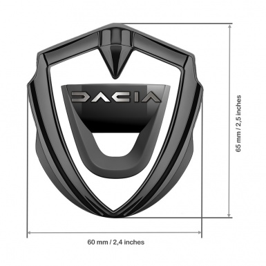 Dacia Badge Self Adhesive Graphite White Print Dark Matte Logo Design