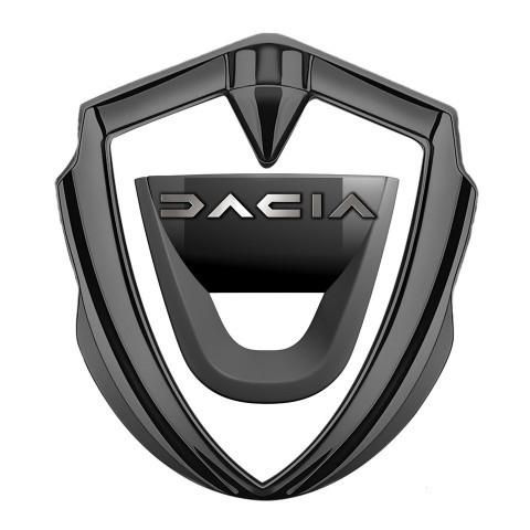 Dacia Badge Self Adhesive Graphite White Print Dark Matte Logo Design