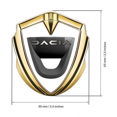 Dacia Badge Self Adhesive Gold White Print Dark Matte Logo Design