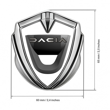 Dacia Badge Self Adhesive Silver White Print Dark Matte Logo Design
