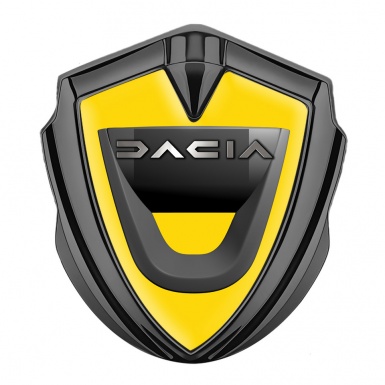 Dacia Emblem Trunk Badge Graphite Yellow Base Dark Matte Logo Design