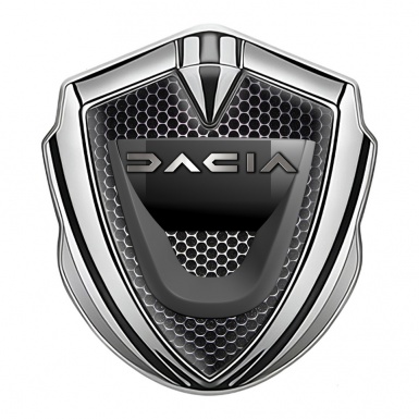 Dacia Metal Emblem Badge Silver Black Grate Dark Matte Logo Variant