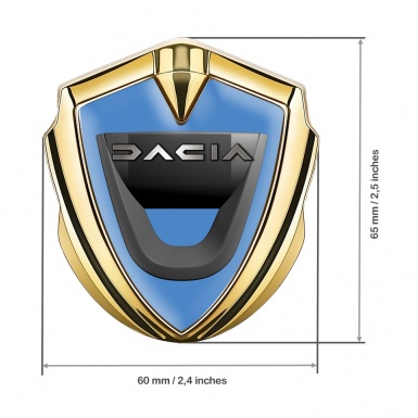 Dacia Domed Emblem Badge Gold Glacial Blue Dark Matte Logo Variant