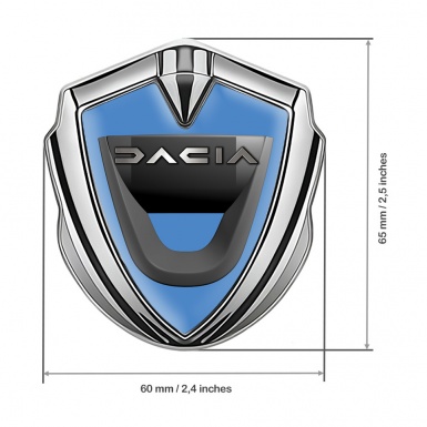 Dacia Domed Emblem Badge Silver Glacial Blue Dark Matte Logo Variant