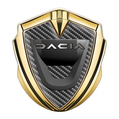 Dacia Emblem Metal Badge Gold Carbon Fiber Dark Matte Logo Edition